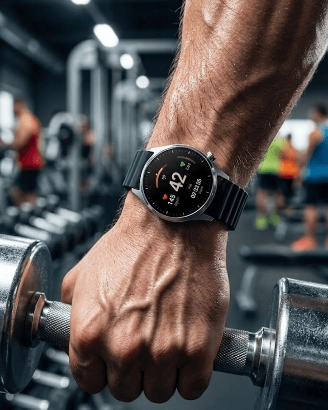 7 Kordonlu Gümüş Akıllı Saat Bluetooth Nabız Ölçümü Uyku Takibi