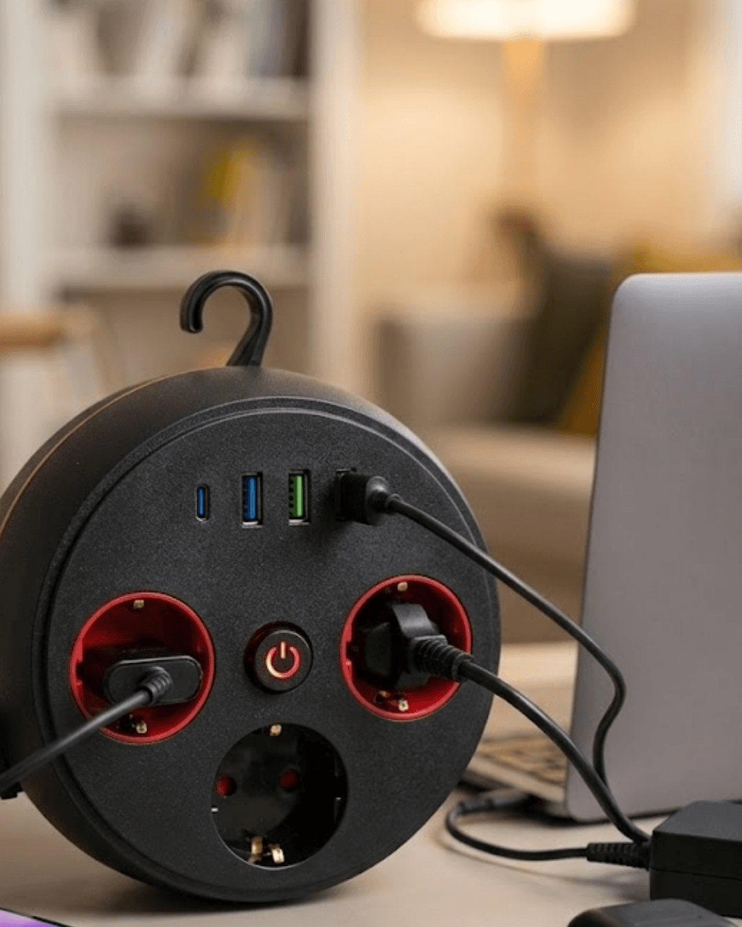 Sargılı Akım Koruma 3395 3 Priz 3 USB Type-C 2m Kablo Uzatma