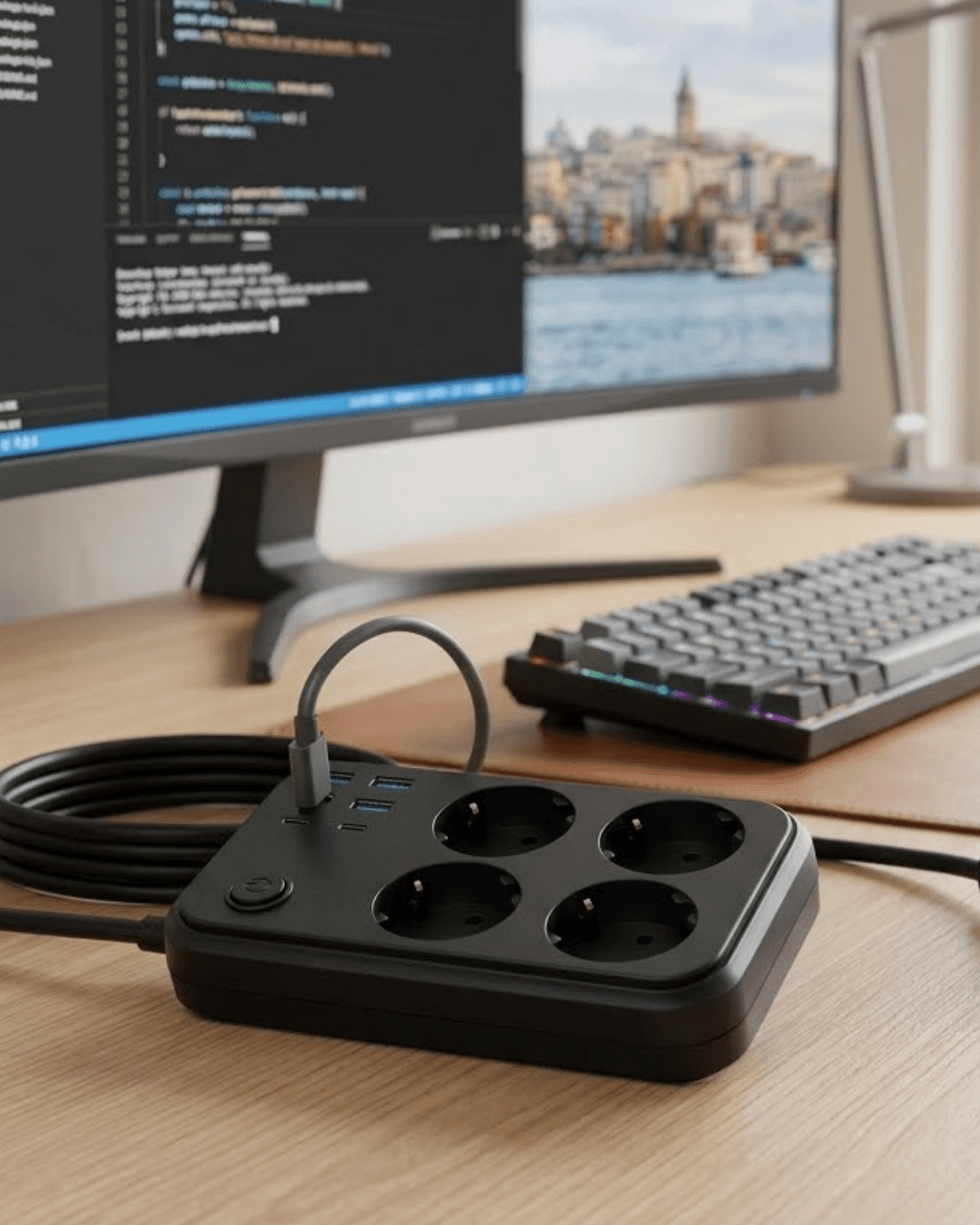 Çoklu Akım Korumalı Priz 3441 - 4 Priz 4 USB 2 Type-C Hızlı Şarj