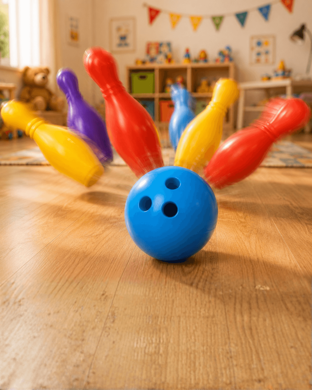 Çocuk Bowling Seti Renkli Kukalar ve Top ile Eğlenceli Oyun Aktivitesi