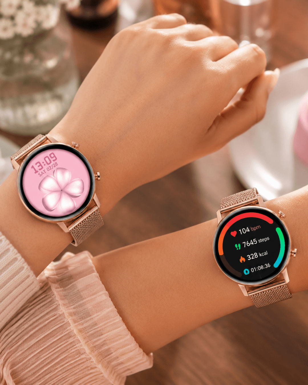 TEKO24 Pembe Akıllı Saat - Bluetooth Çağrı ve Sağlık Takibi