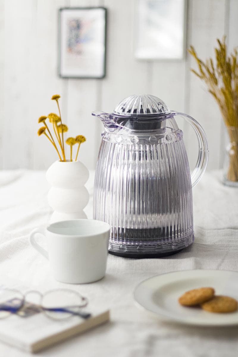 1 LT Isı Yalıtımlı Çay Ve Soğuk Su Termosu Şeffaf (12 Saat Sıcak Tutar& İçi Camdır)