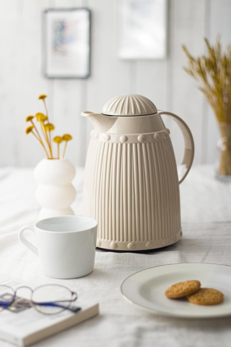 1 LT Isı Yalıtımlı Çay Ve Soğuk Su Termosu Sütlü Kahve (12 Saat Sıcak Tutar& İçi Camdır)