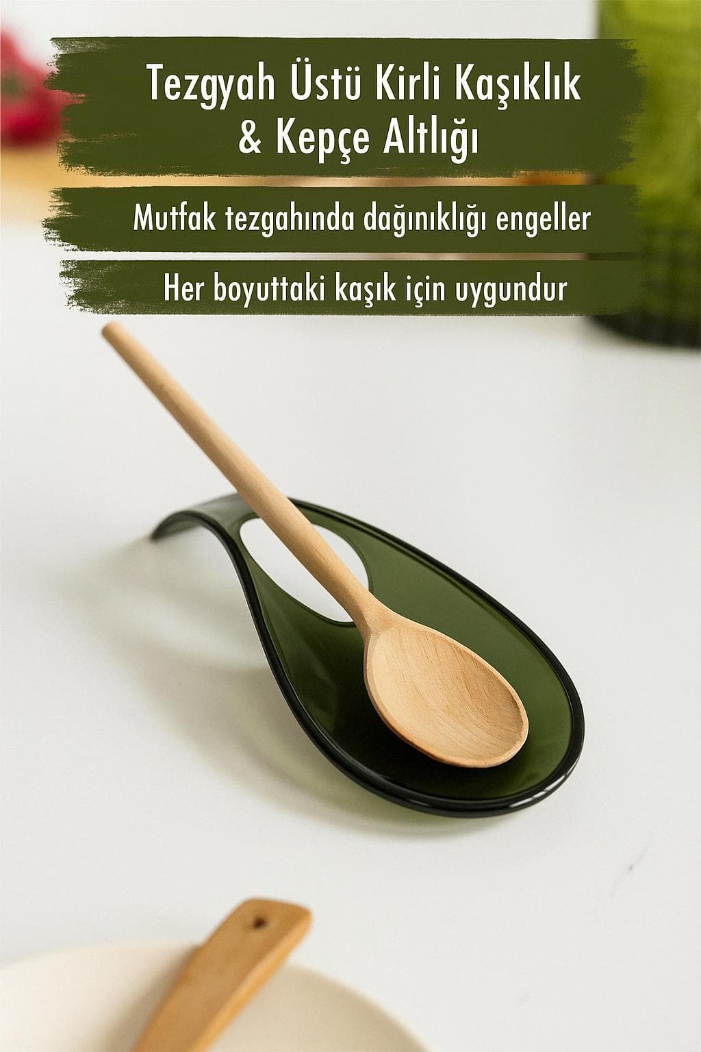 Akrilik Koyu Yeşil Tezgah Üstü Kirli Kaşıklık & Kepçe Altlığı