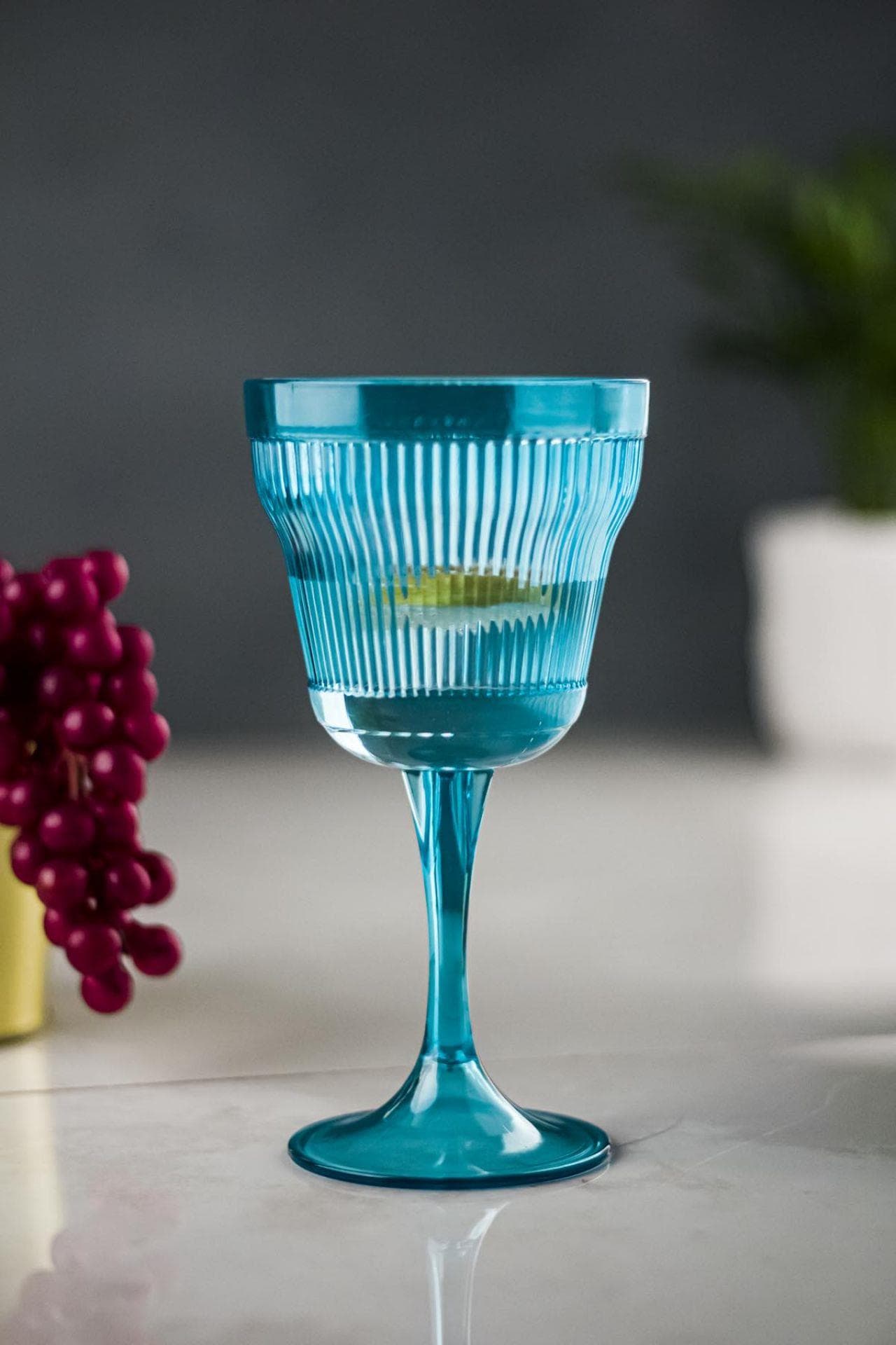 Barok Tasarım Aquamarin Akrilik Kadeh 300 ml | Kırılmaz Ayaklı Su Bardağı