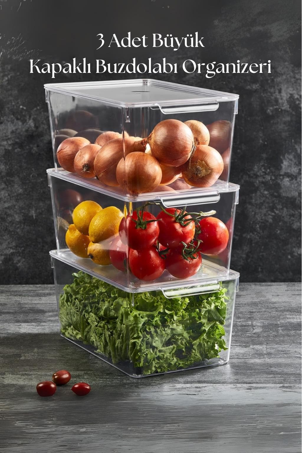 3 Lü Kapaklı Buzdolabı Organizeri & Buzdolabı Düzenleyici 6 lt