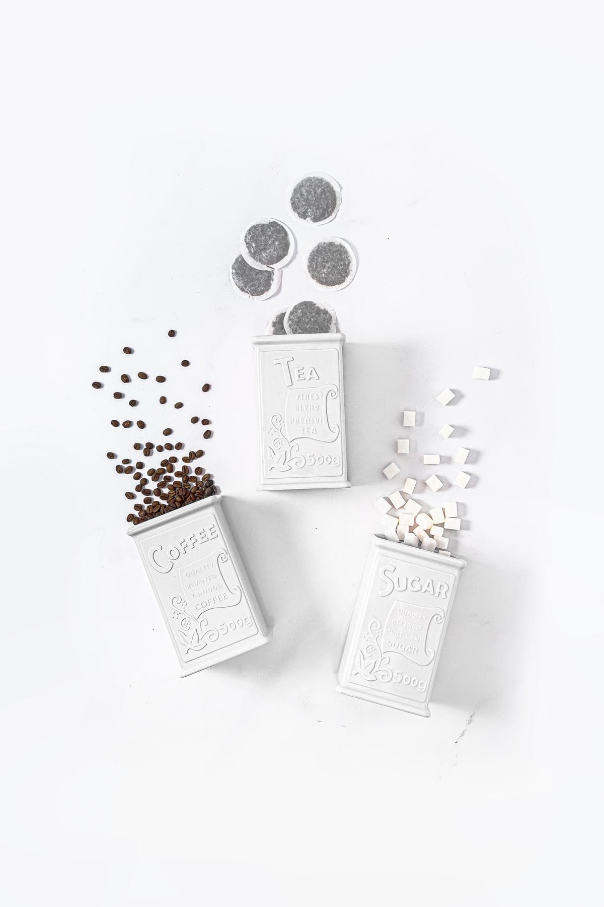 Akrilik Beyaz Şeker Kahve Çay Kavanozu 500 Ml (Vakum Kapak )