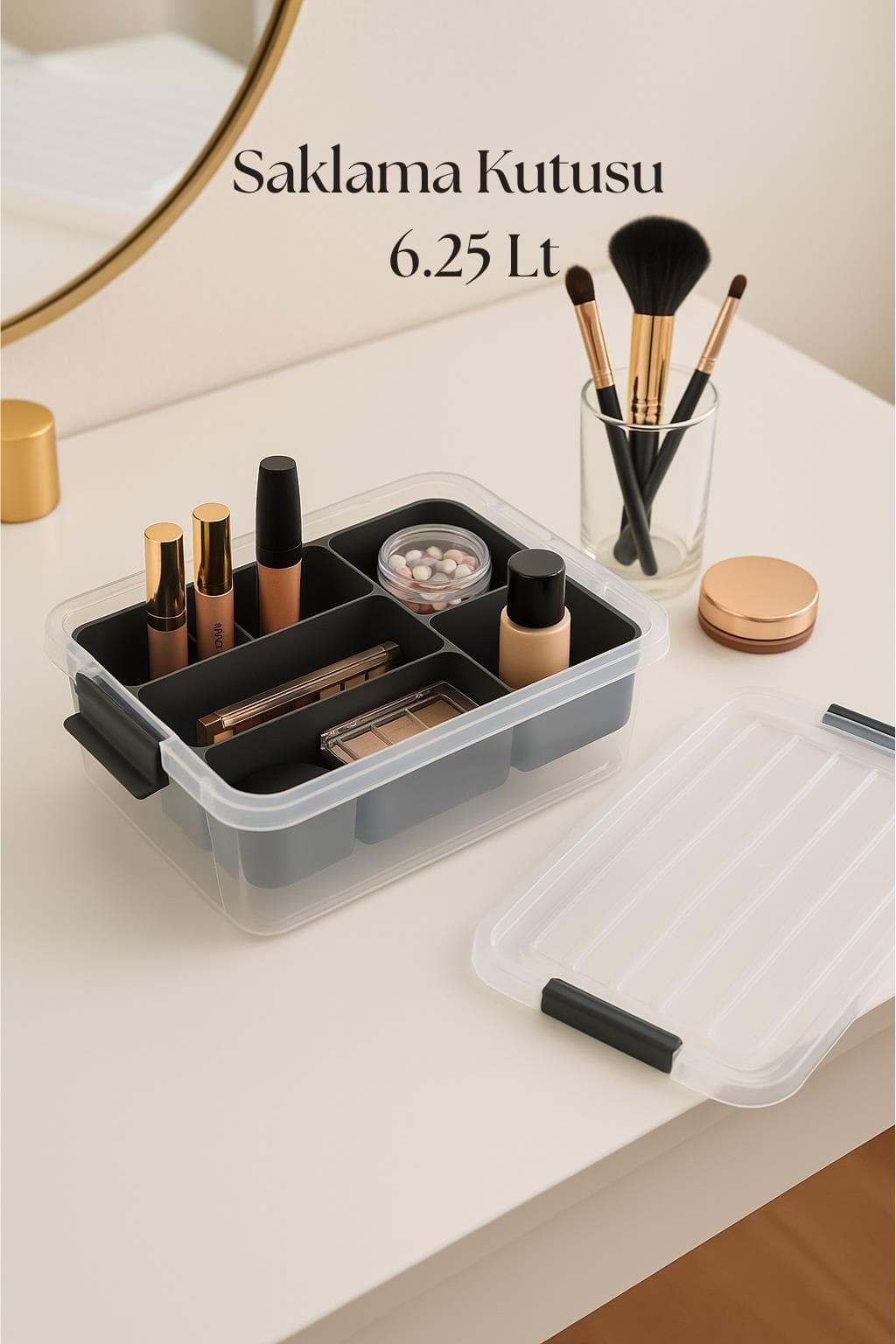6,25 L Şeffaf Saklama Kutusu & Organizer Düzenleme Kutusu