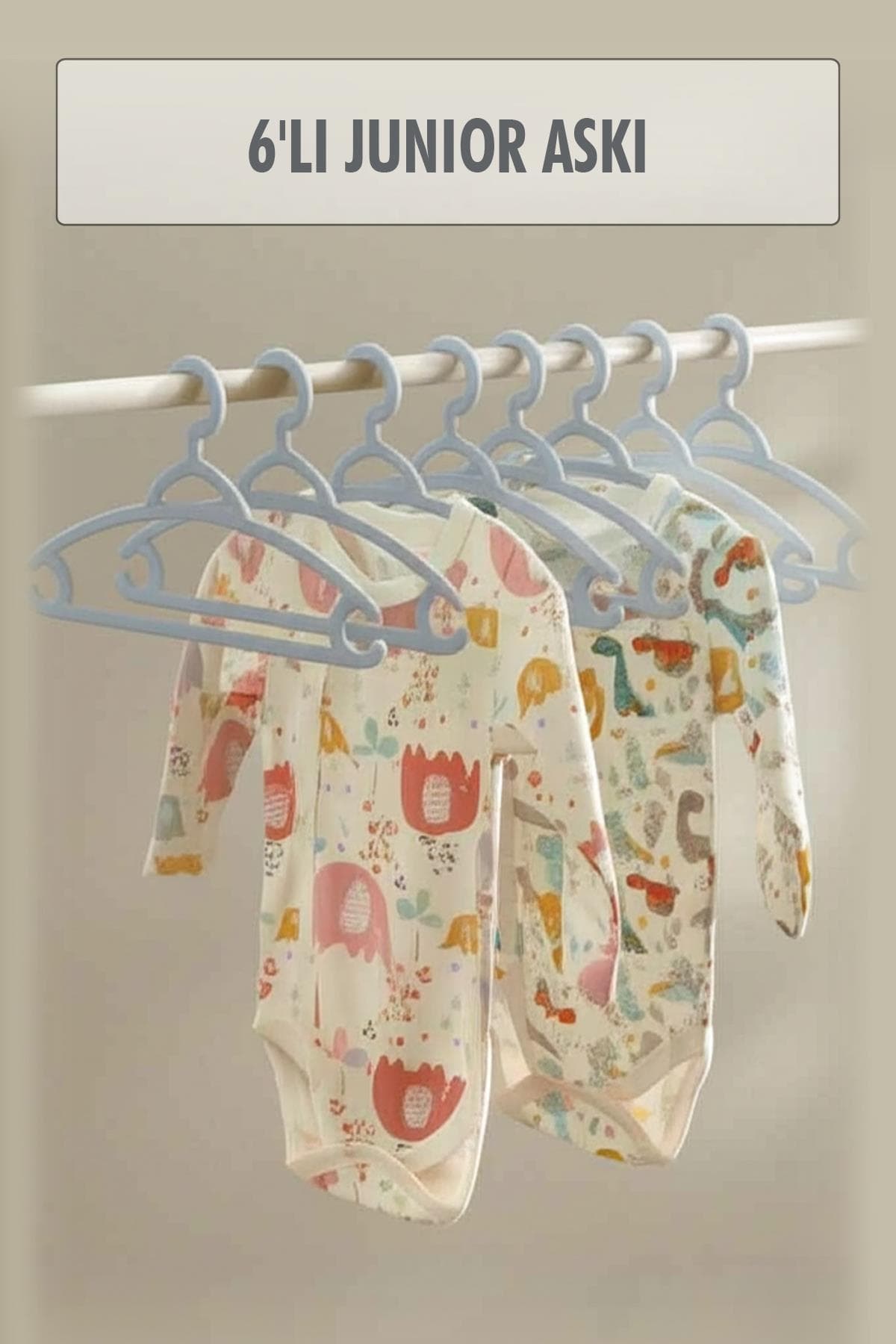 6’lı Bebek Askısı & Bebek Gardırop Askısı Gri Set