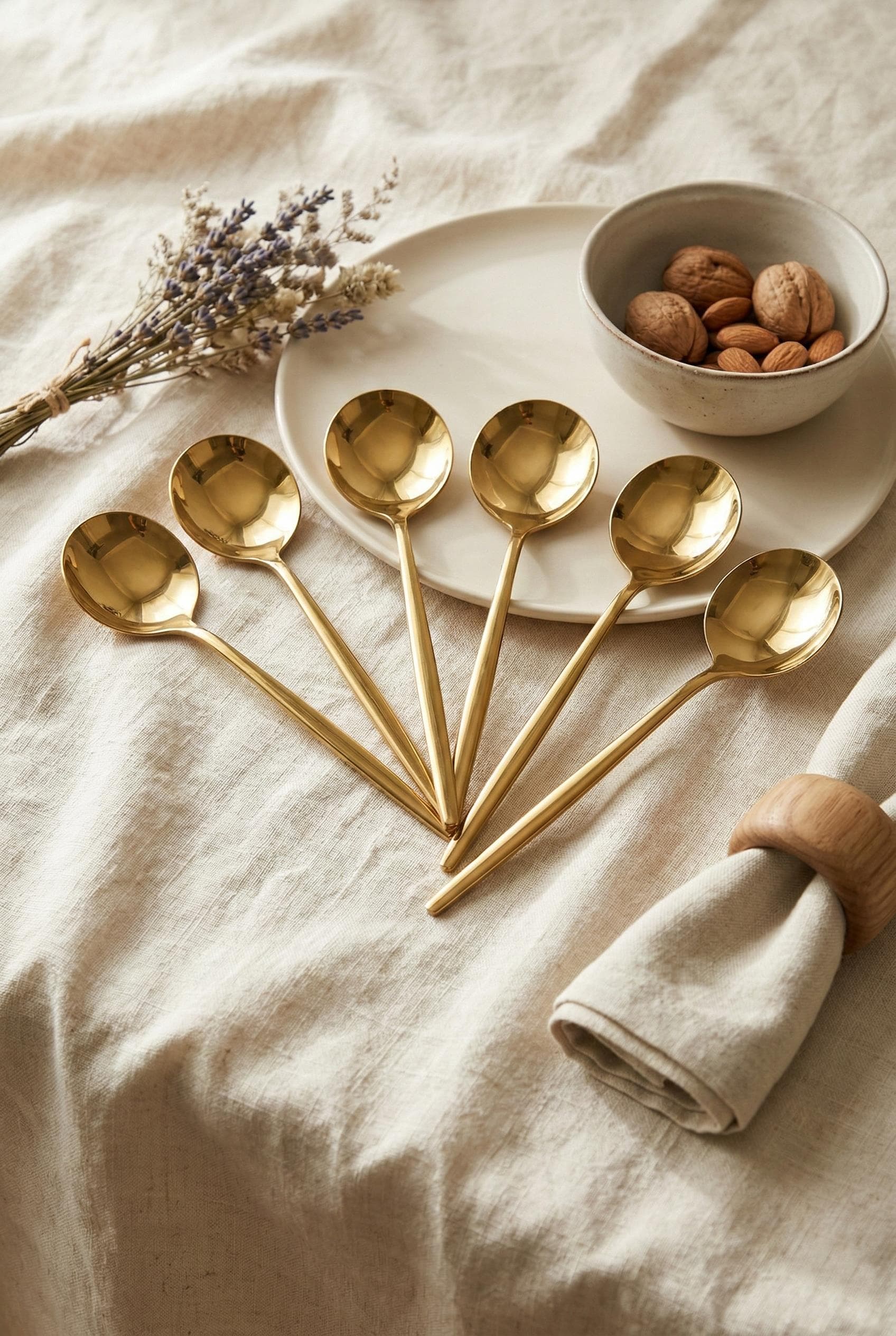 Lüks Gold Paslanmaz Çelik Yemek Kaşığı Seti 6 Parça 21 cm Altın Kaplama