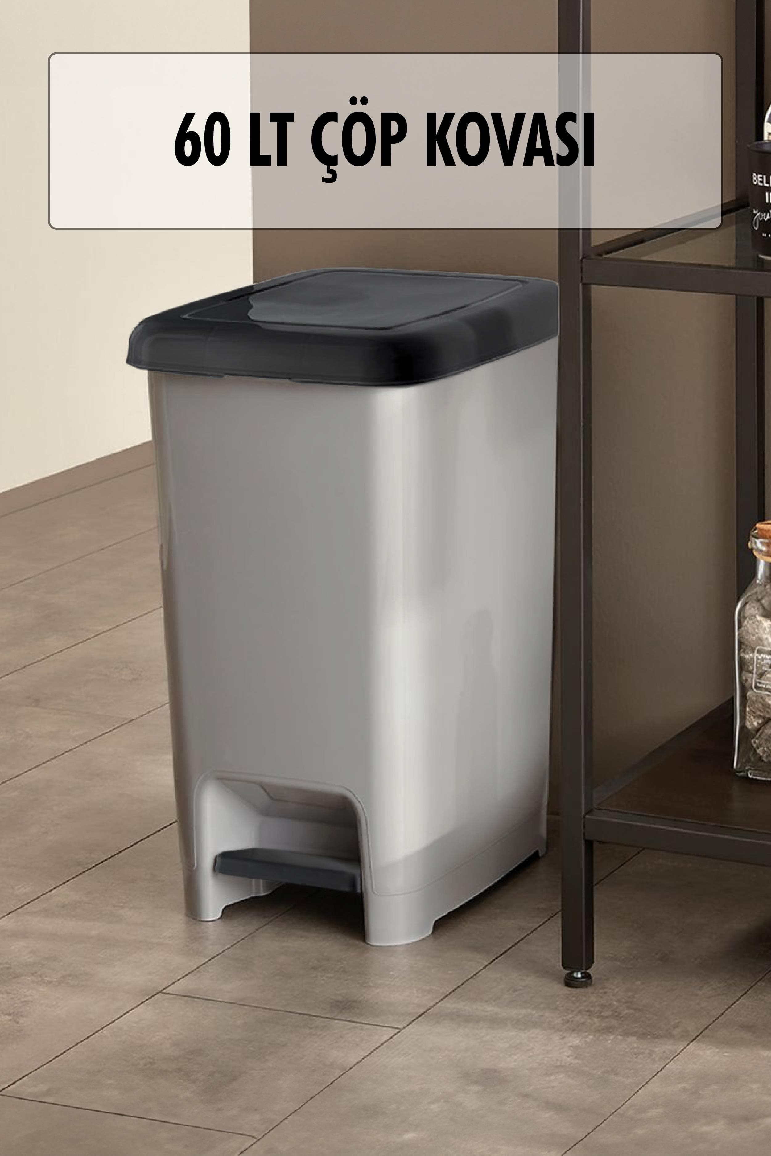 60 Litre Basmalı Çöp Kovası Büyük Boy