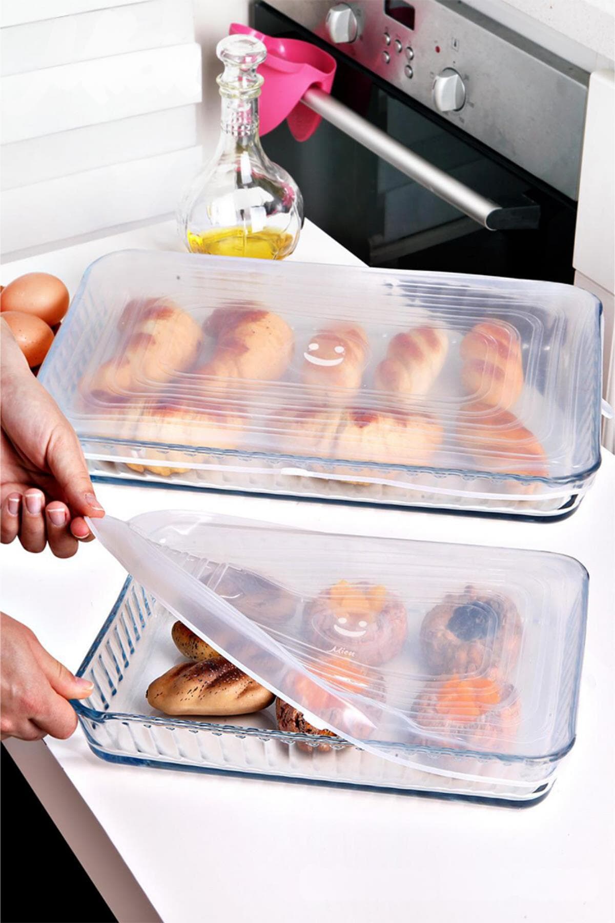 Dikdörtgen Silikon Borcam Kapağı Şeffaf