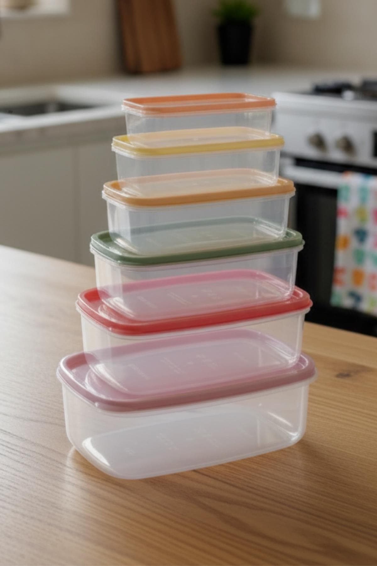 6’lı Renkli Saklama Kabı Seti 3 lt Mutfak Düzenleyici