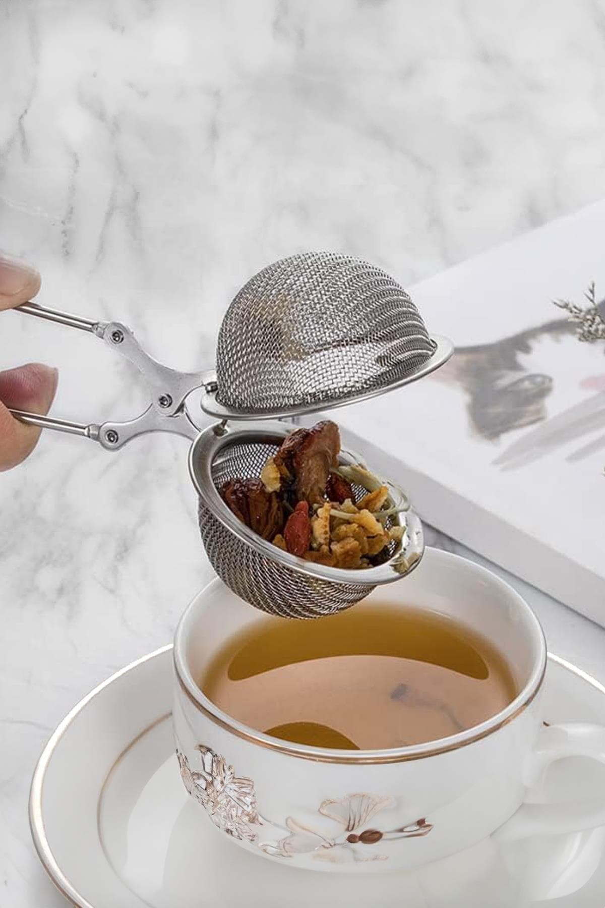 Paslanmaz Çelik Bitki Çayı Süzgeci 6,5 cm Demlik Poşet Çay Filtre Aparatı