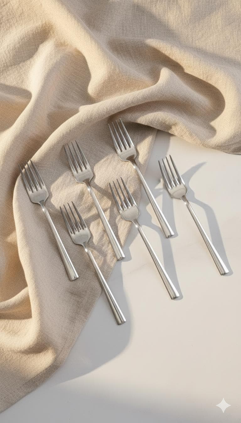 6’lı Paslanmaz Çelik Tatlı Çatal Seti Lüks Murat