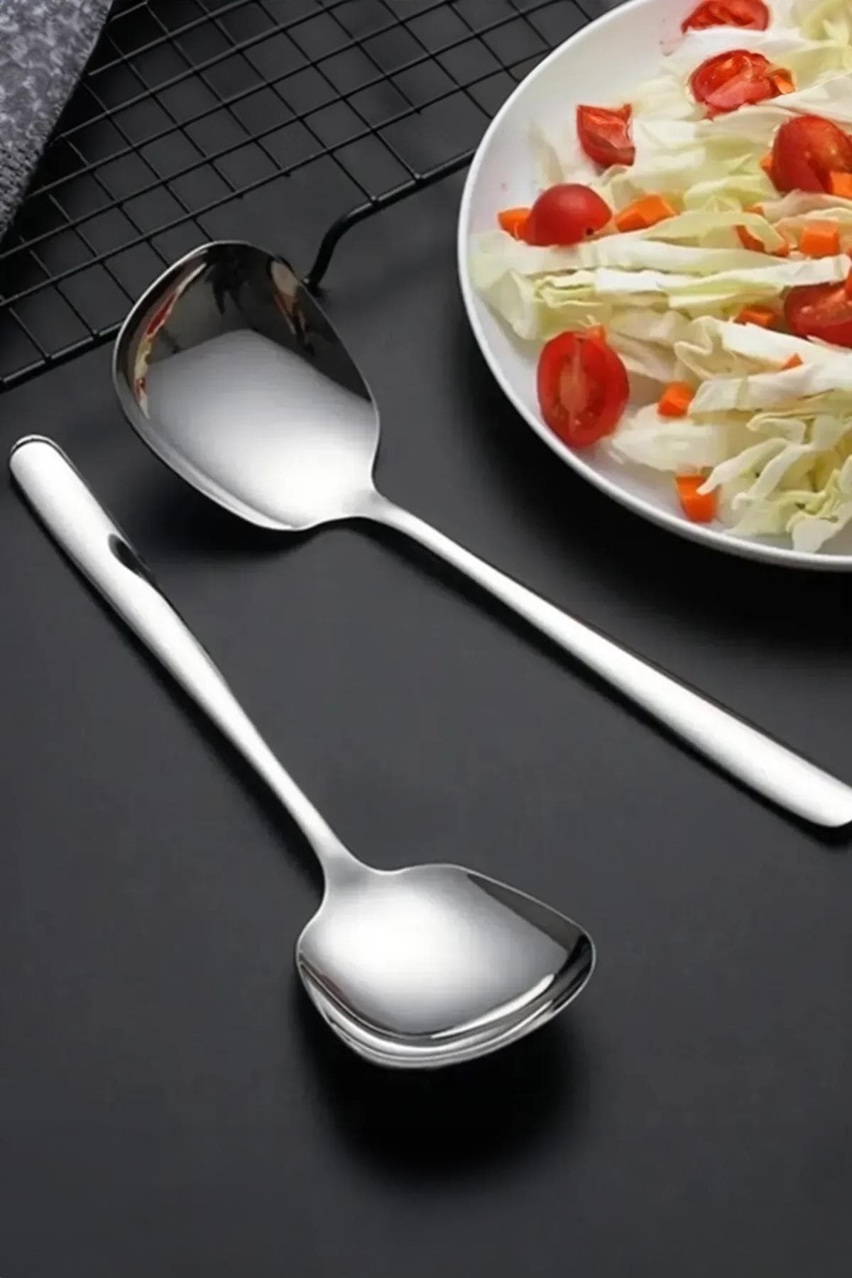 Paslanmaz Çelik Mini Servis Kaşığı 20 cm Salata Tatlı Yemek Servis Kaşığı