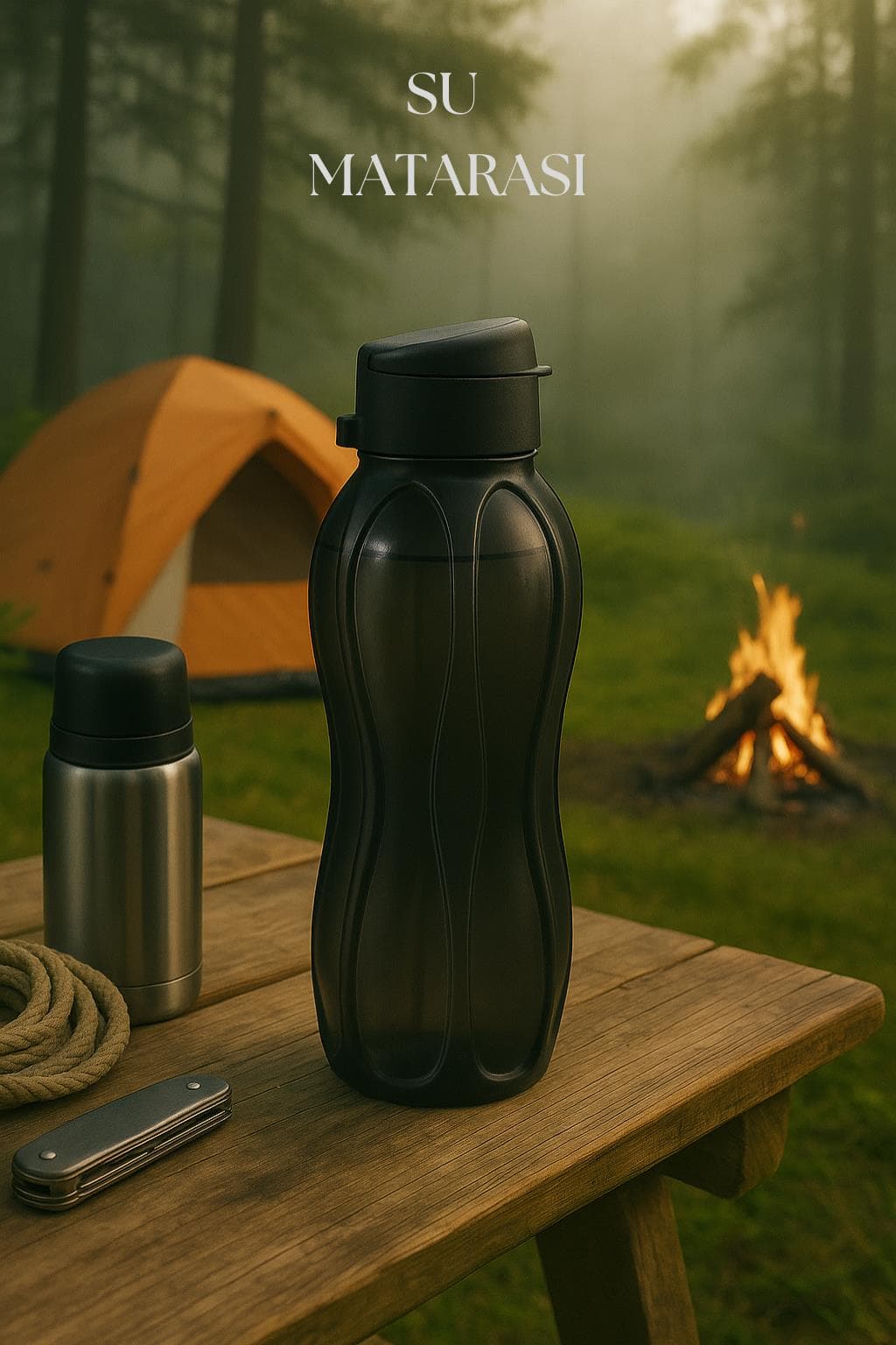 Suluk & Su Şişesi & Sporcu Matara Füme 1 lt