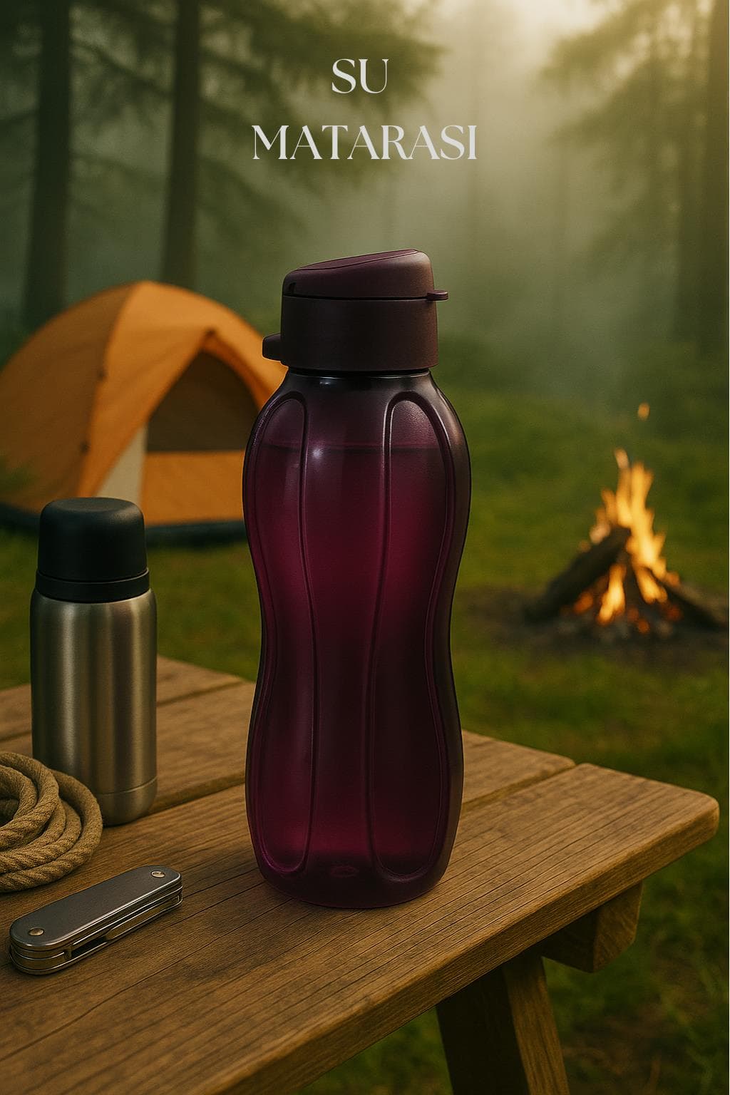 Suluk & Su Şişesi & Sporcu Matara Mürdüm 1 lt