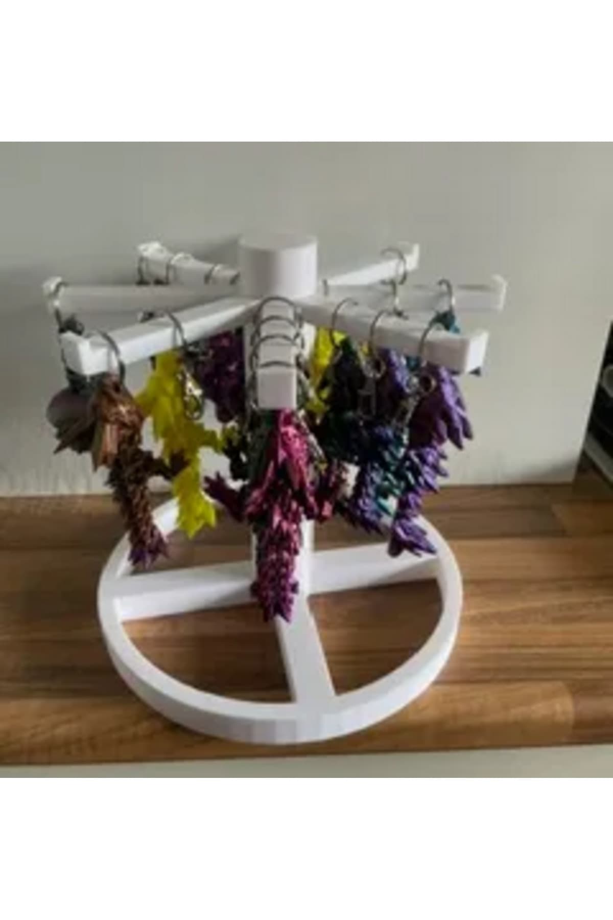 Premium Dönen Anahtarlık ve Takı Standı - 360 Derece Şık Ev & Ofis Organizer