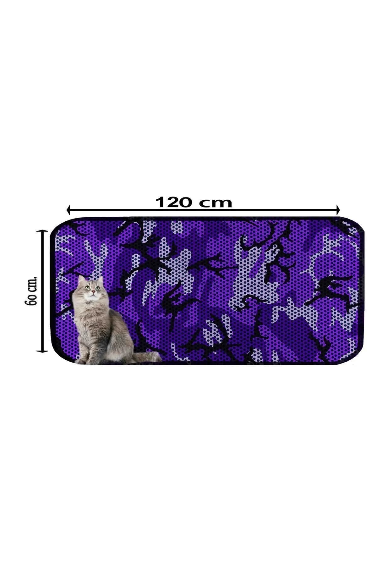 Mor Desenli XXL Kedi Kumu Paspası 60x120 cm - Kedi Tuvaleti Önü Paspası
