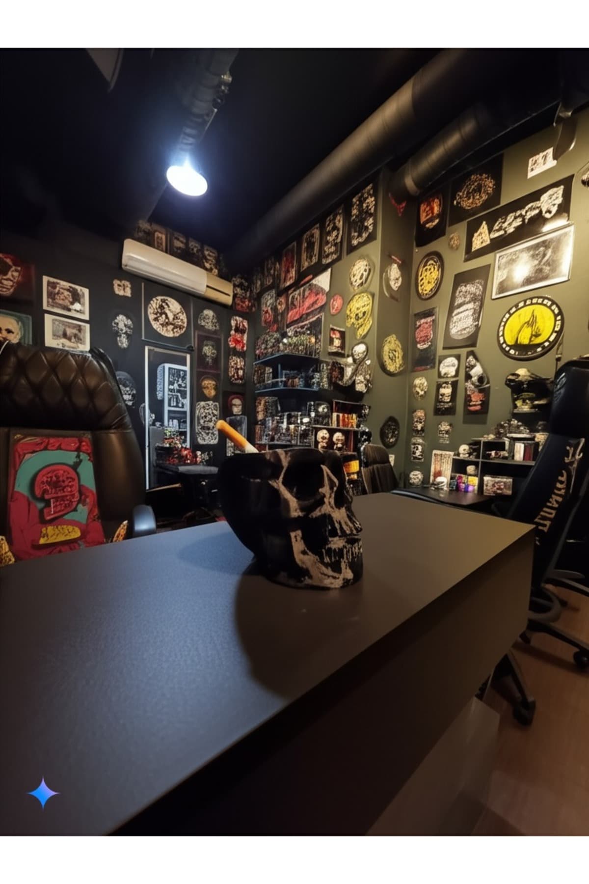 Premium Dekoratif Kuru Kafa Küllüğü - Siyah Gotik Tasarım Ev Ofis Aksesuarı