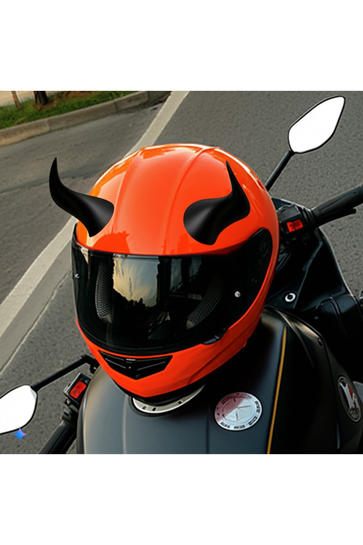 Premium Şeytan Boynuzu Kask Aksesuarı - Çift Kırmızı Evrensel Motosiklet ve Bisiklet Dekoru