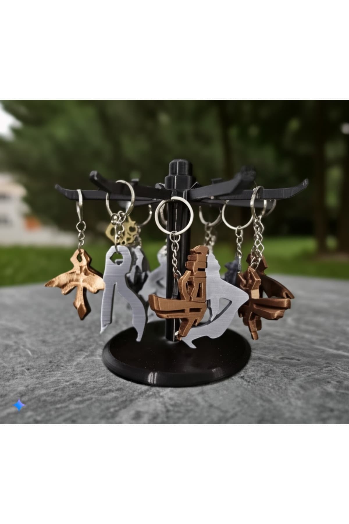 Siyah Dönen Anahtarlık Ve Takı Standı Organizeri Şık Döner Teşhir