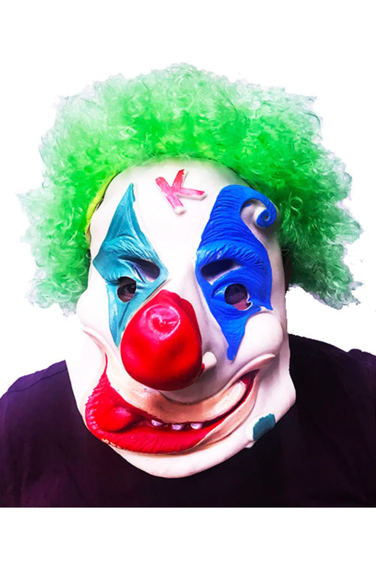 Premium Yeşil Afro Peruklu Palyaço Maskesi - Parti ve Kostüm Organizasyonları İçin