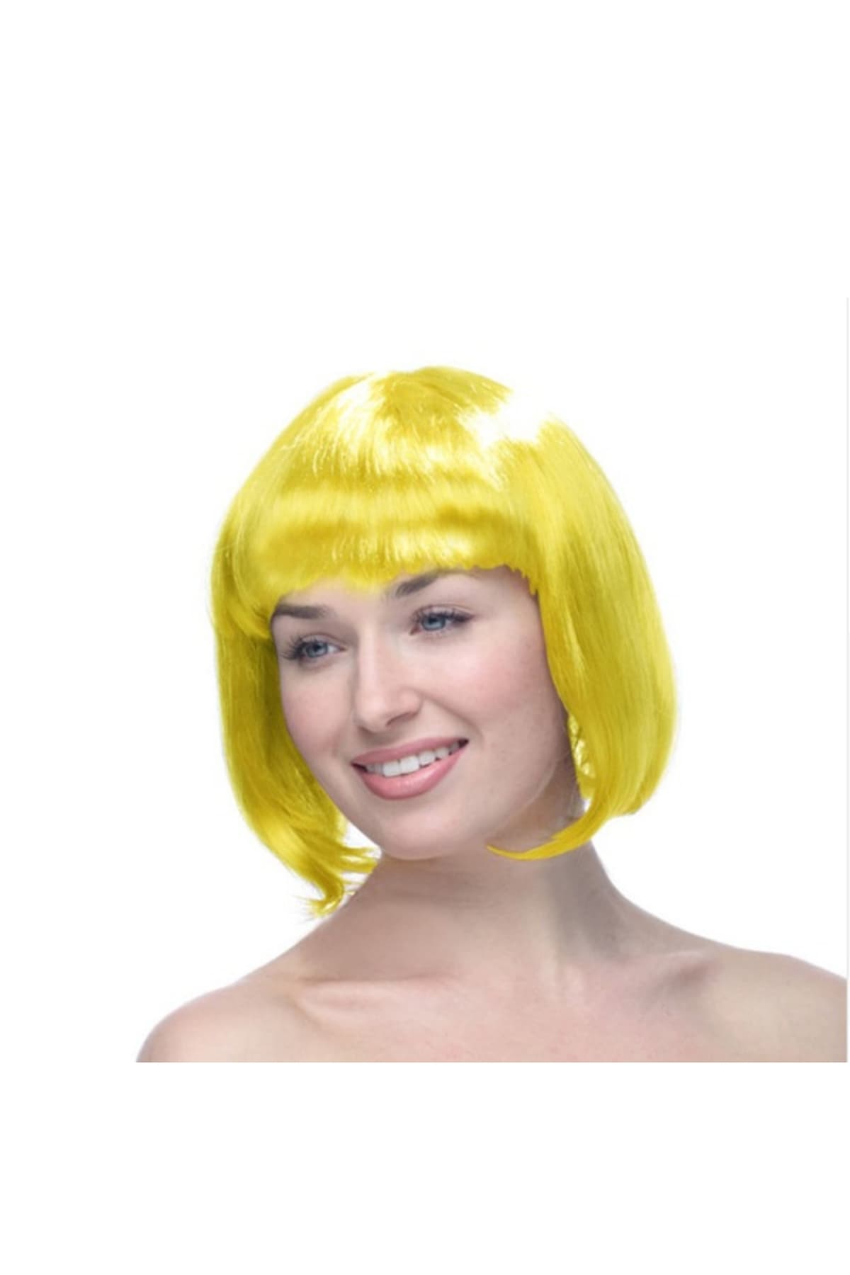Premium Sarı Küt Kesim Peruğu - Parti, Kostüm ve Organizasyon Aksesuarı