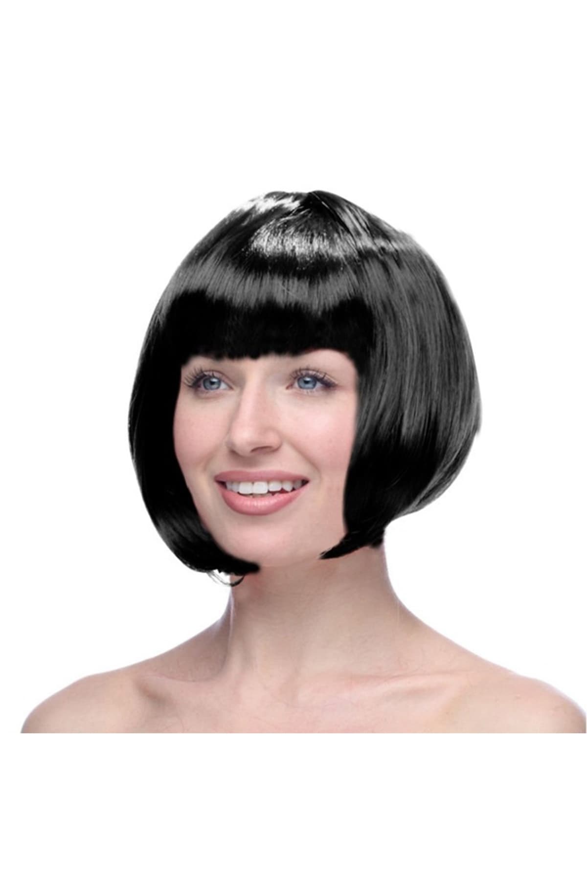 Siyah Küt Kesim Peruk - Yetişkin Parti Kostüm ve Sahne Aksesuarı