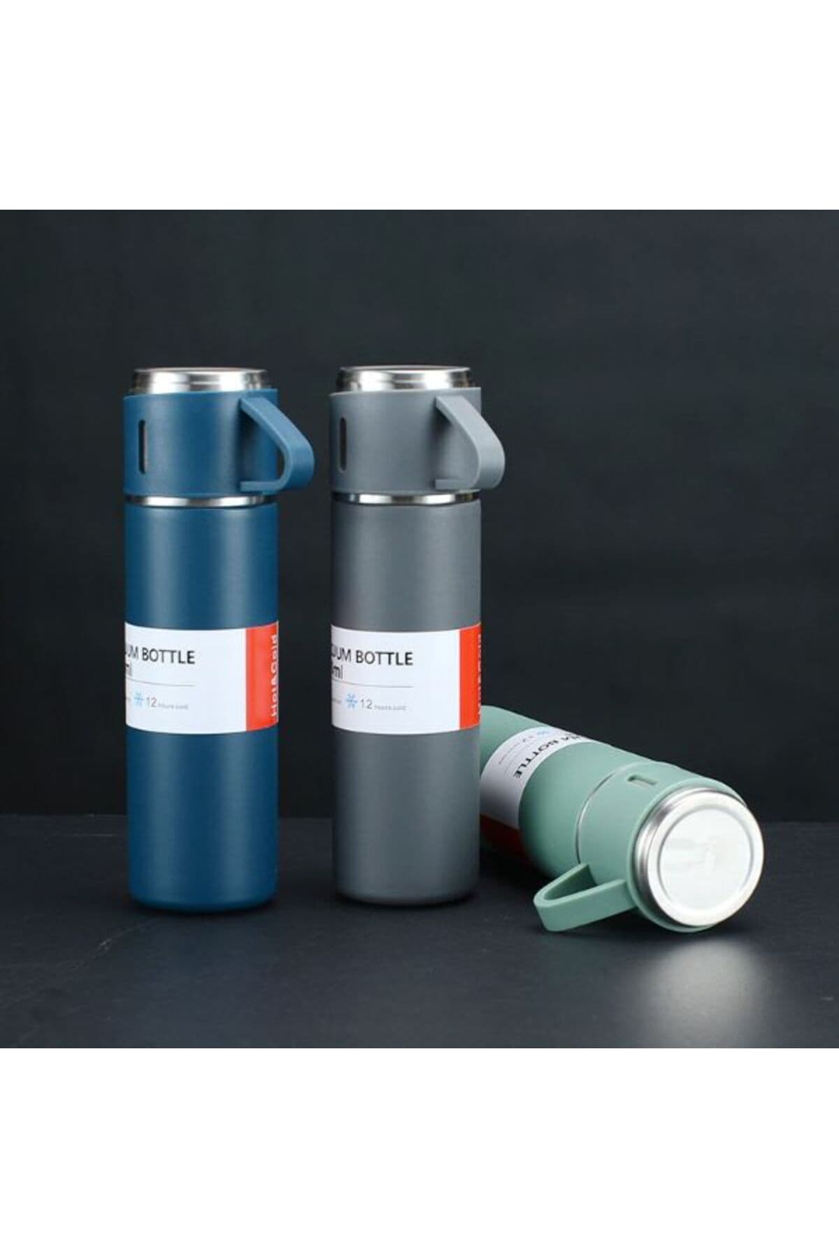 Premium Paslanmaz Çelik Termos Seti 500 ML - Sıcak Soğuk Dayanıklı Termos ve Bardaklar