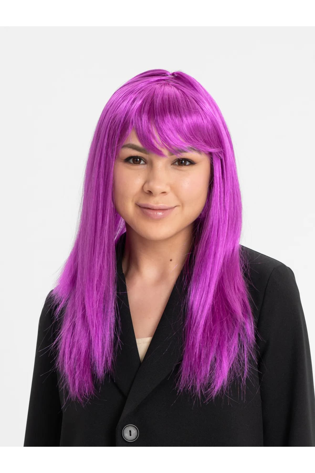 Fuşya Düz Kesim Peruk - Parti Kostüm ve Gösteri Aksesuarı (Uzun, Canlı Renk)