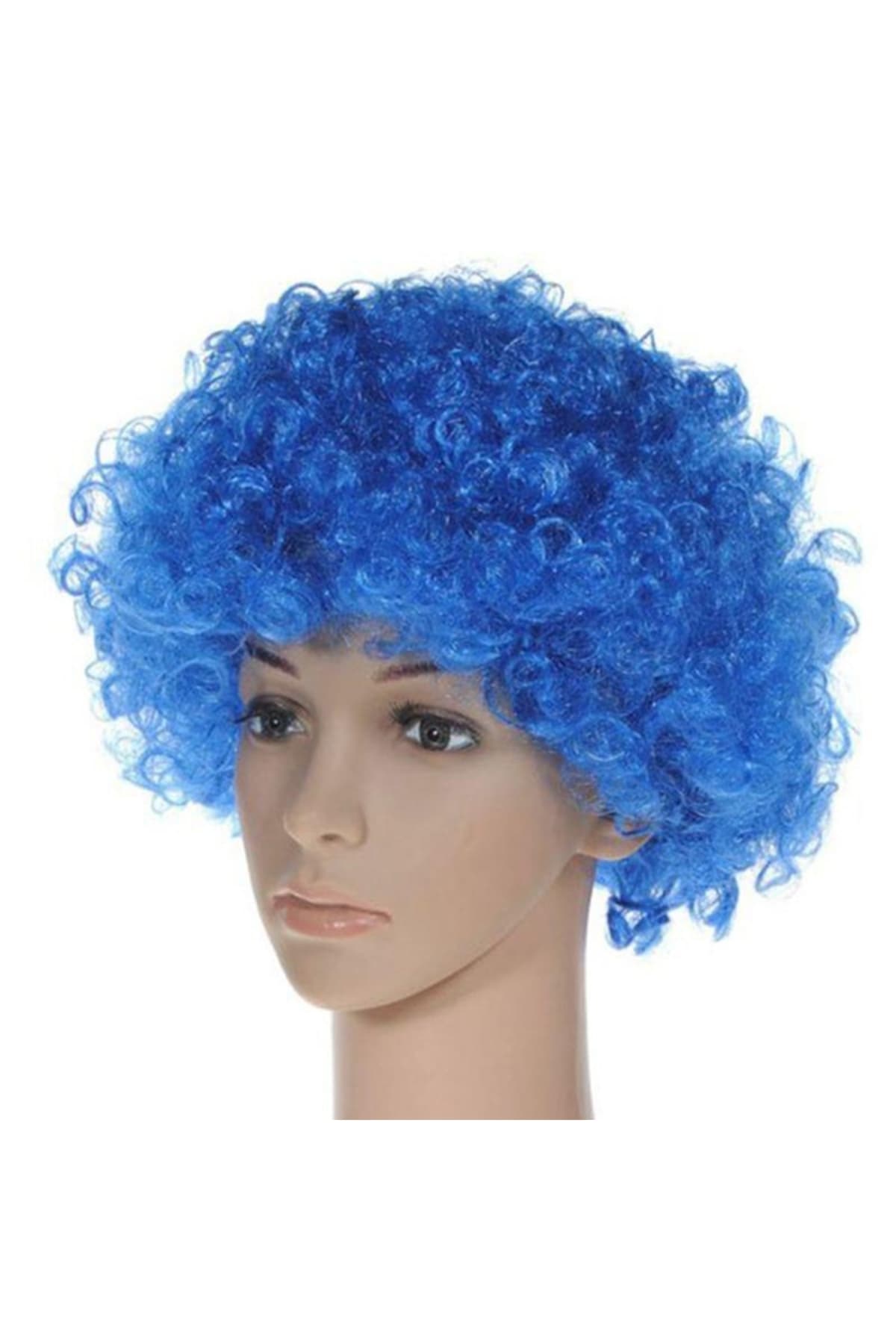 Premium Mavi Kıvırcık Peruk - Parti, Doğum Günü ve Yılbaşı Kostüm Aksesuarı