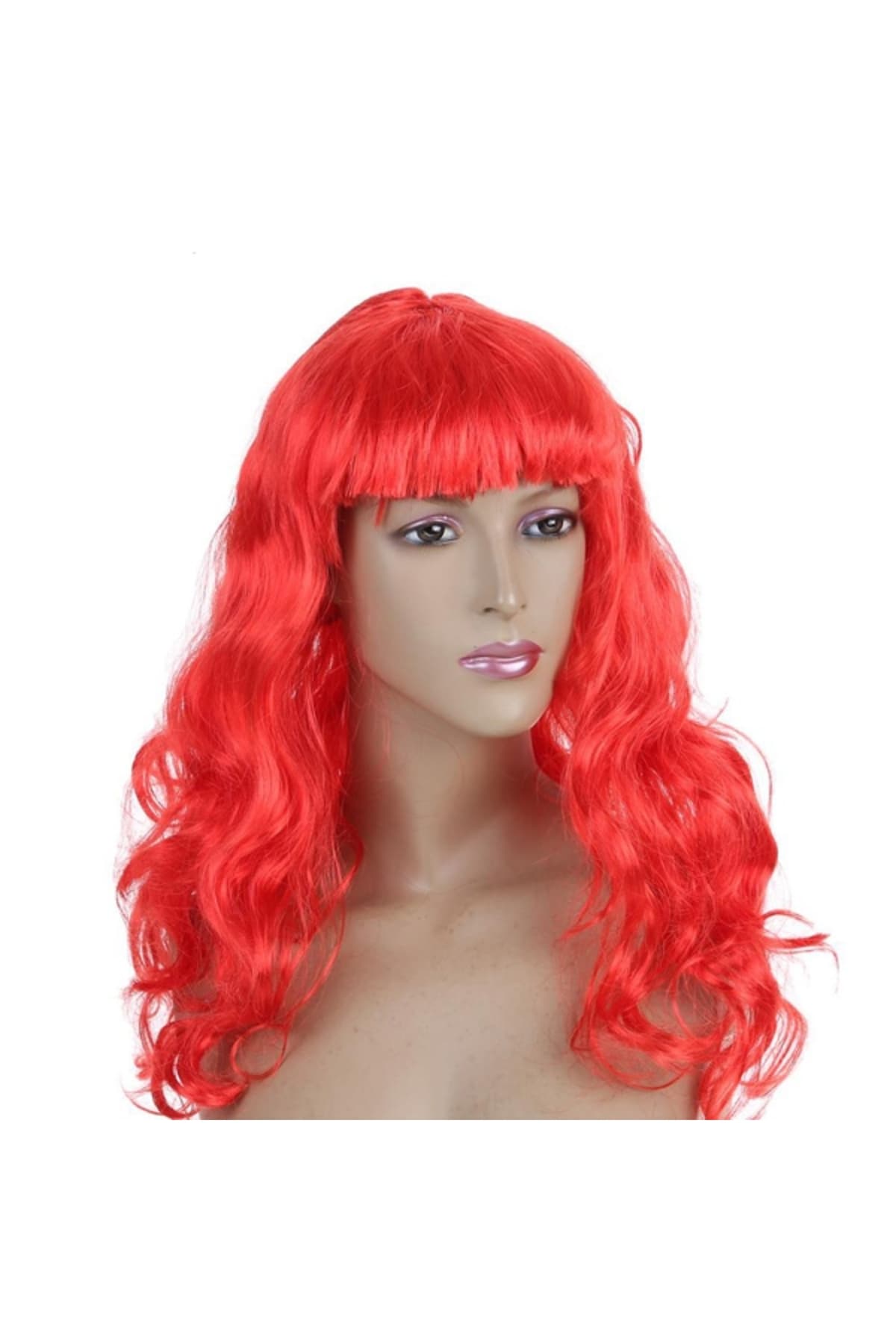 Premium Kırmızı Dalgalı Peruk - Parti Kostüm ve Eğlence Aksesuarı