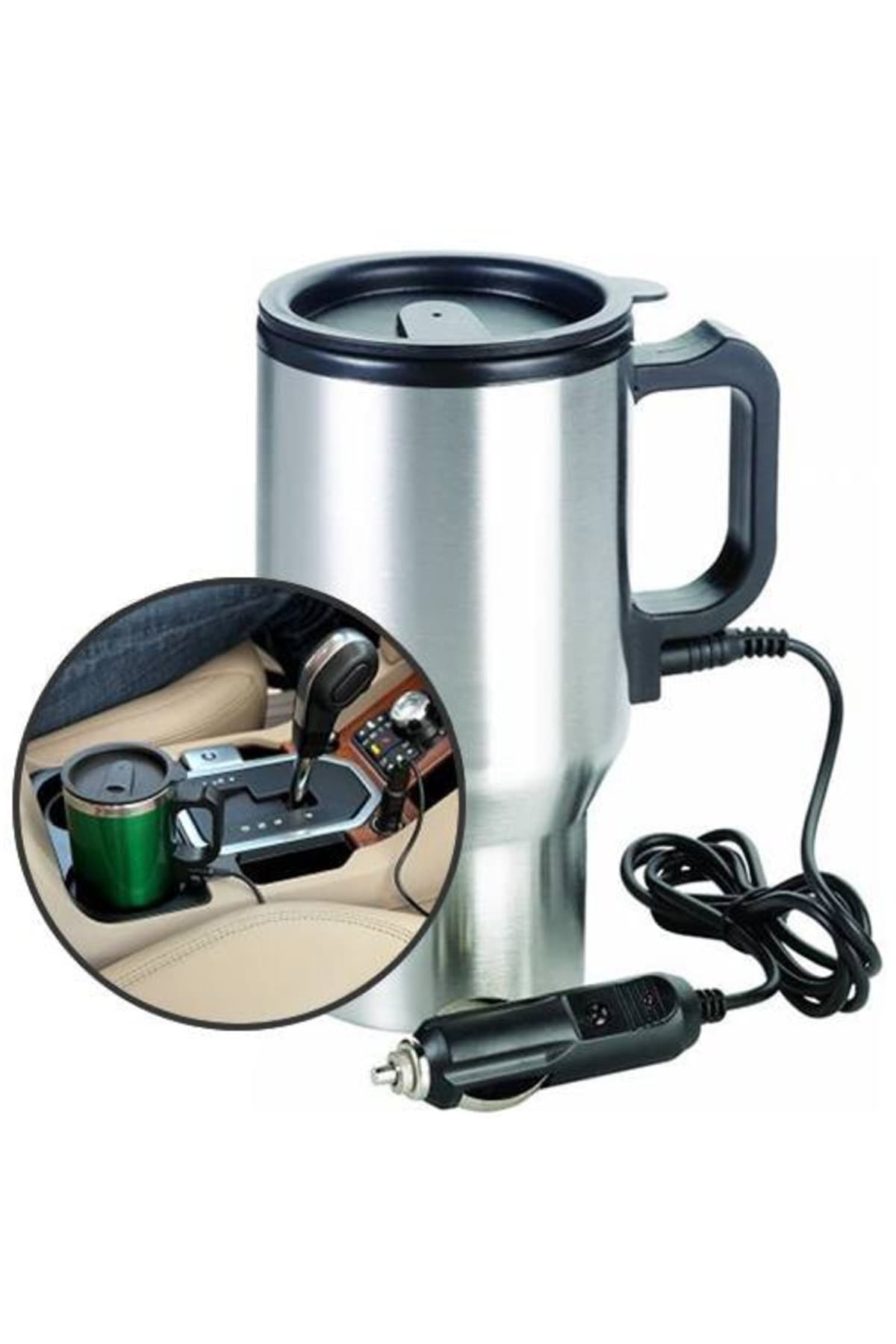 Premium Araç İçi Isıtmalı Termos Kupa - 12V Seyahat Su ve Kahve Isıtıcı
