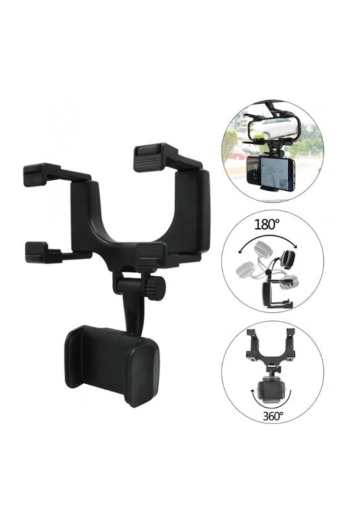 Araç Dikiz Aynası Telefon Tutucu - 360° Döner Navigasyon Standı, Evrensel Oto Aparatı