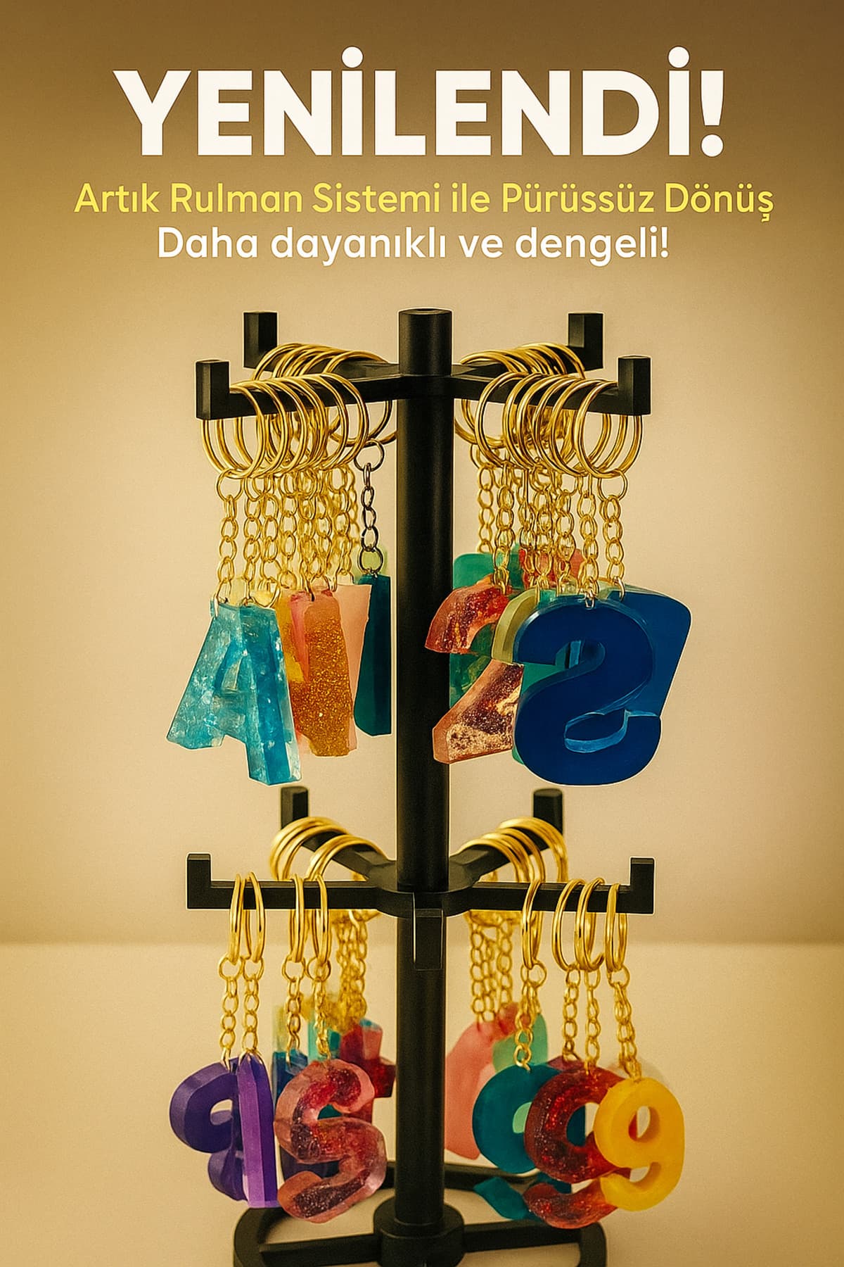 Premium Dönen Anahtarlık Standı ve Takı Organizeri - Modern Siyah Anahtar Askısı