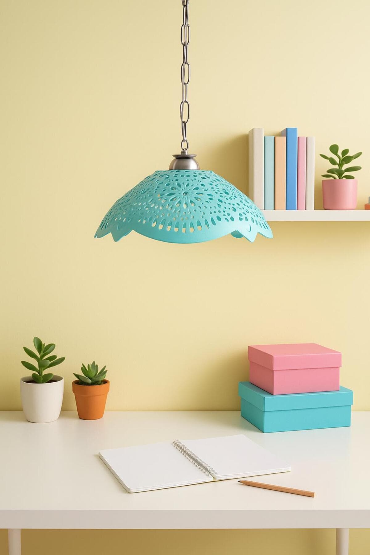 Soft Turkuaz Modern Kare Akrilik Avize Tavan Lambası Salon Aydınlatması