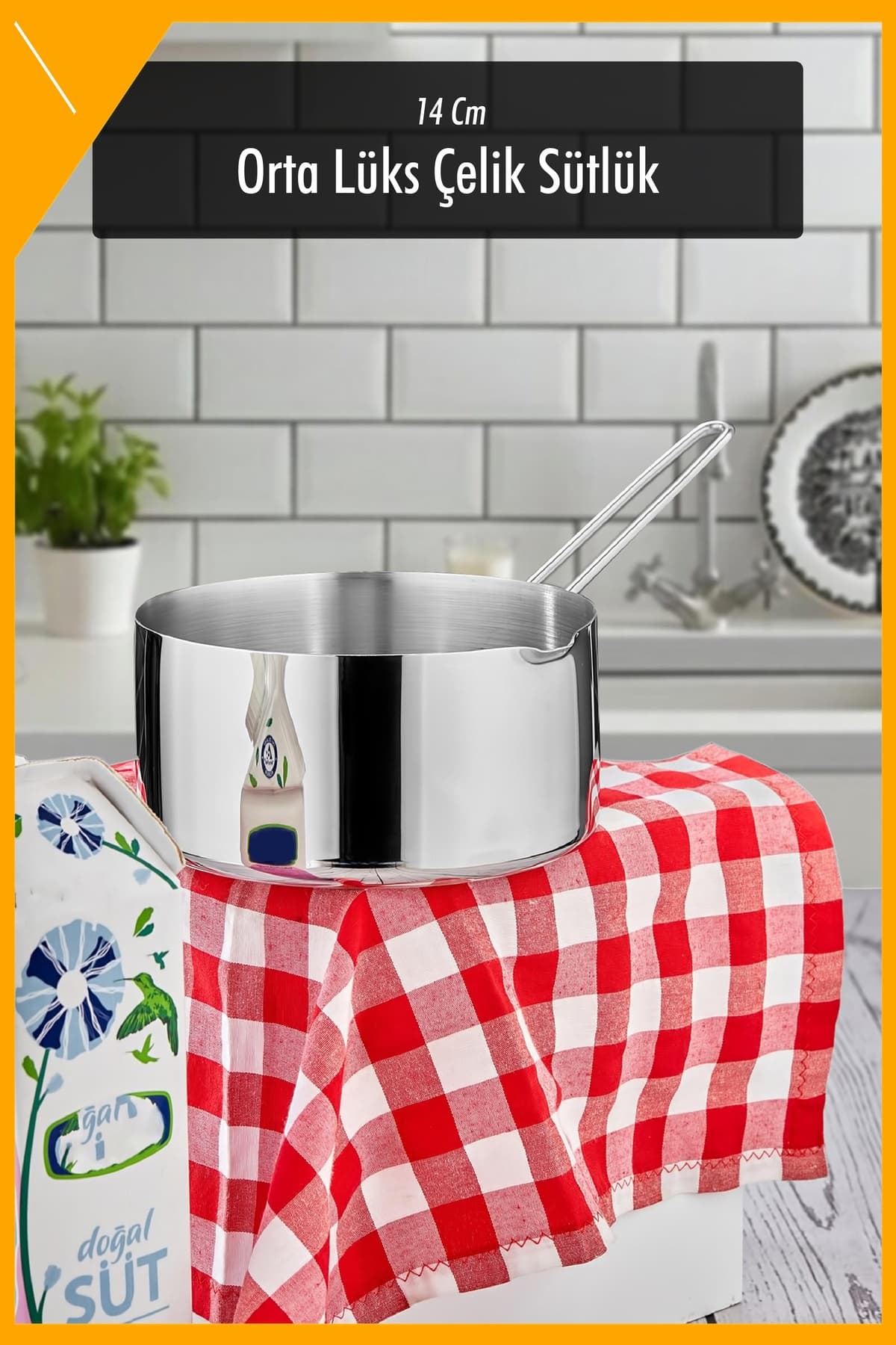 Paslanmaz Çelik Çok Amaçlı Sütlük Sosluk ve Kaçerola 14 cm 850 ml