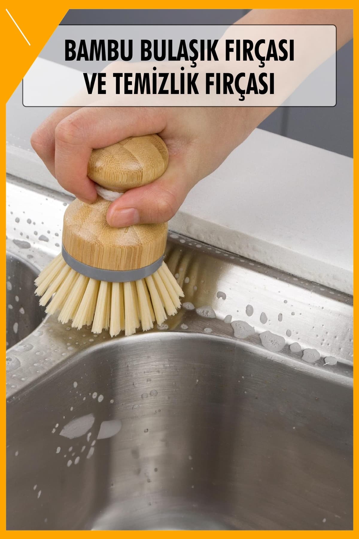 Ergonomik Bambu Saplı Bulaşık Fırçası Çok Amaçlı Mutfak Tencere Temizlik Fırçası