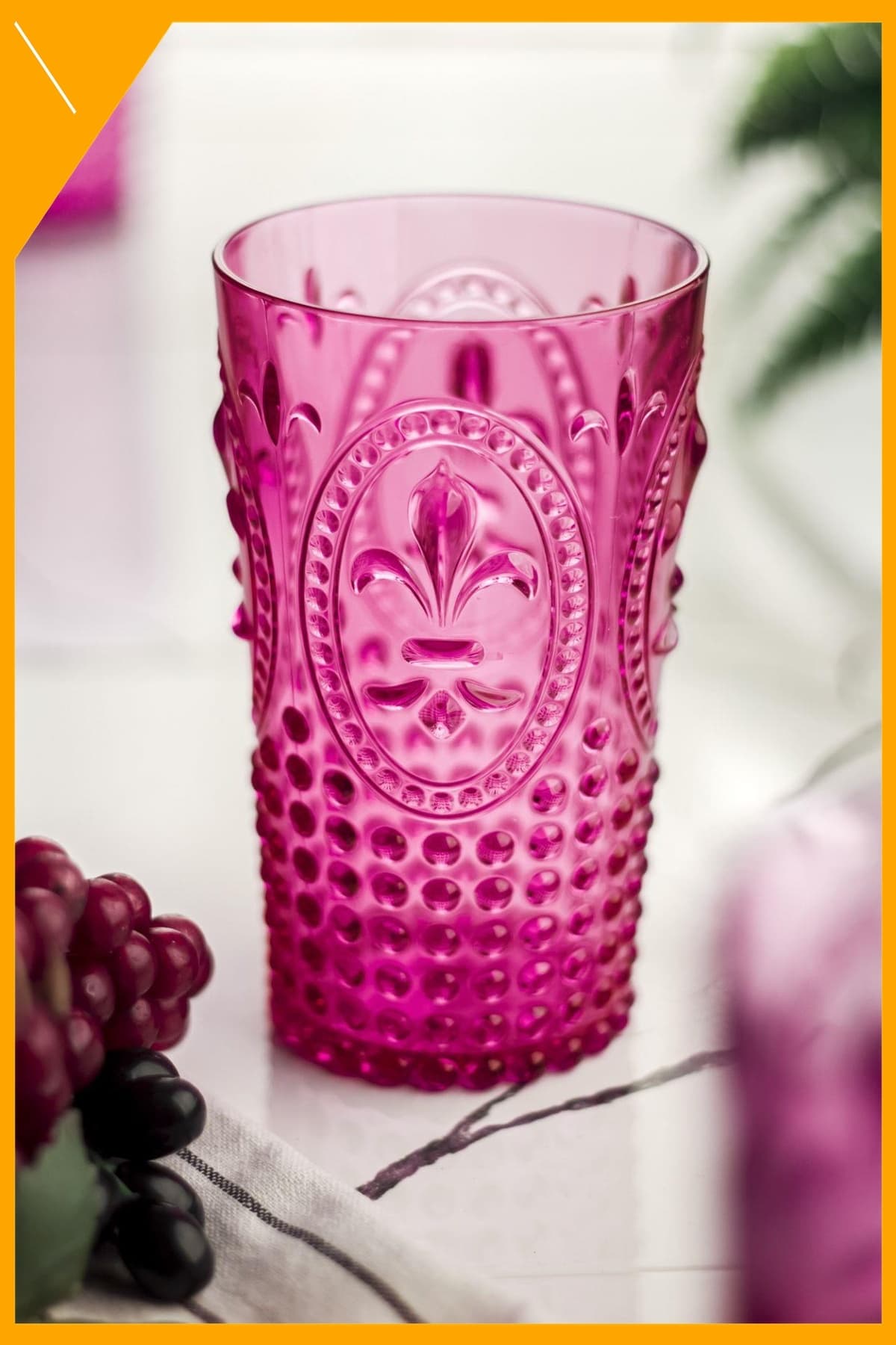 Büyük Boy Pembe Akrilik Su ve Meşrubat Bardağı Kırılmaz Uzun Tasarım 750 ml