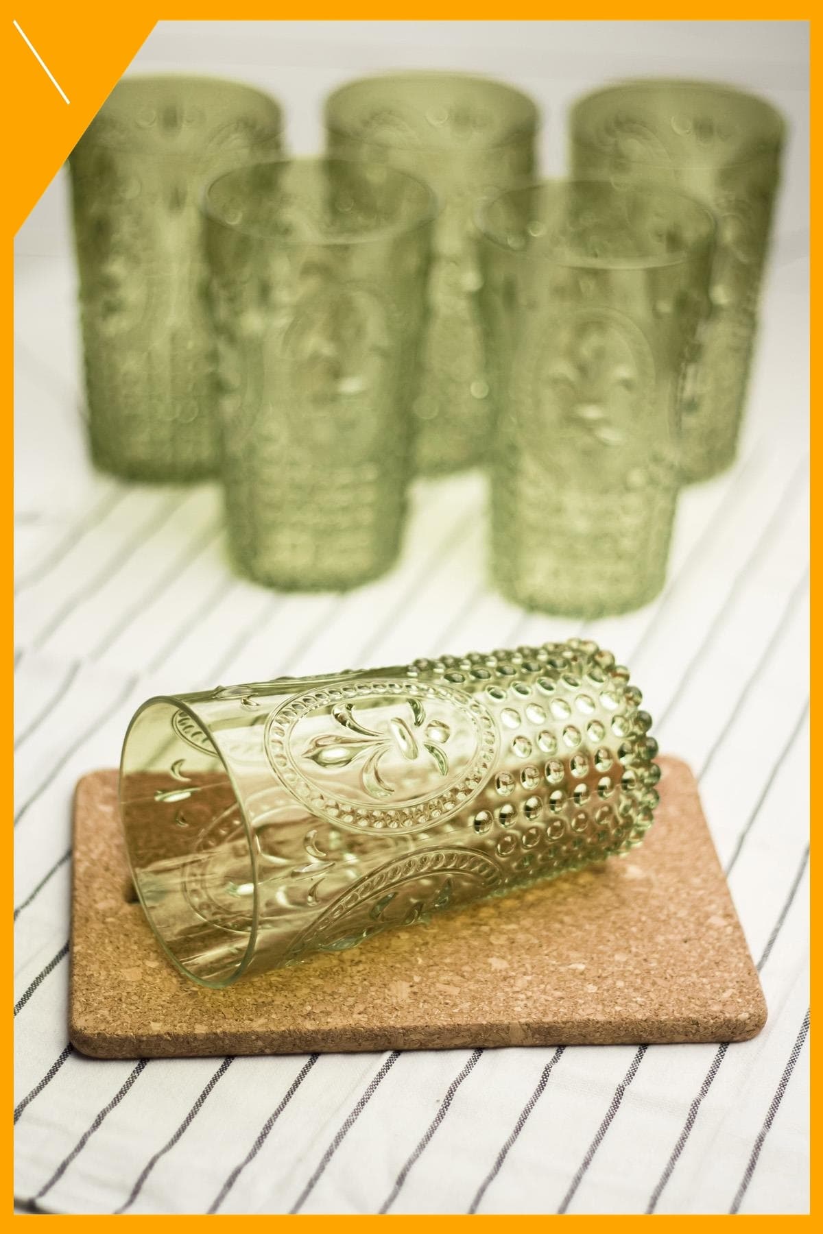 Koyu Yeşil Akrilik 6'lı Kırılmaz Uzun Meşrubat Bardağı Seti - 750 ml Büyük Boy