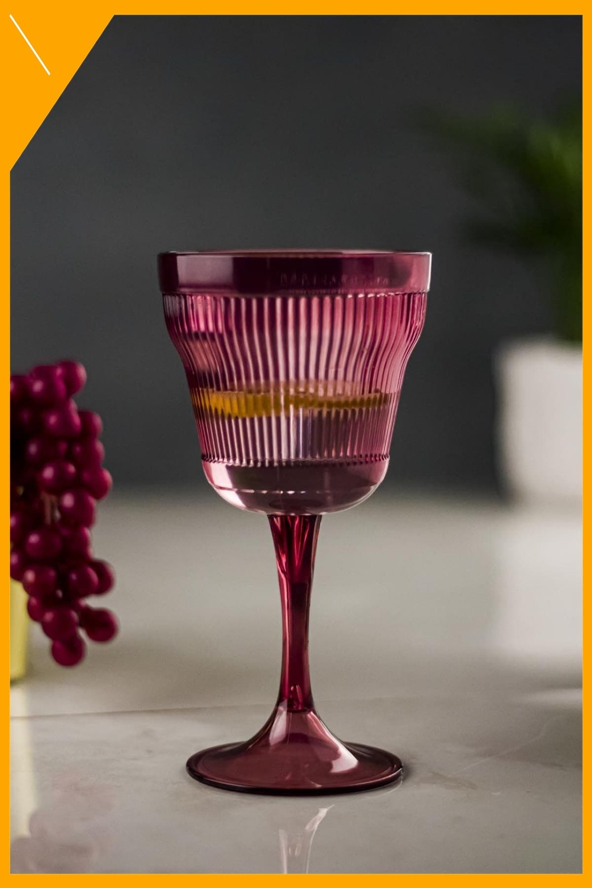 Mürdüm Kırılmaz Akrilik Kadeh 300 ml | Ayaklı Su Meşrubat Sunum Bardağı