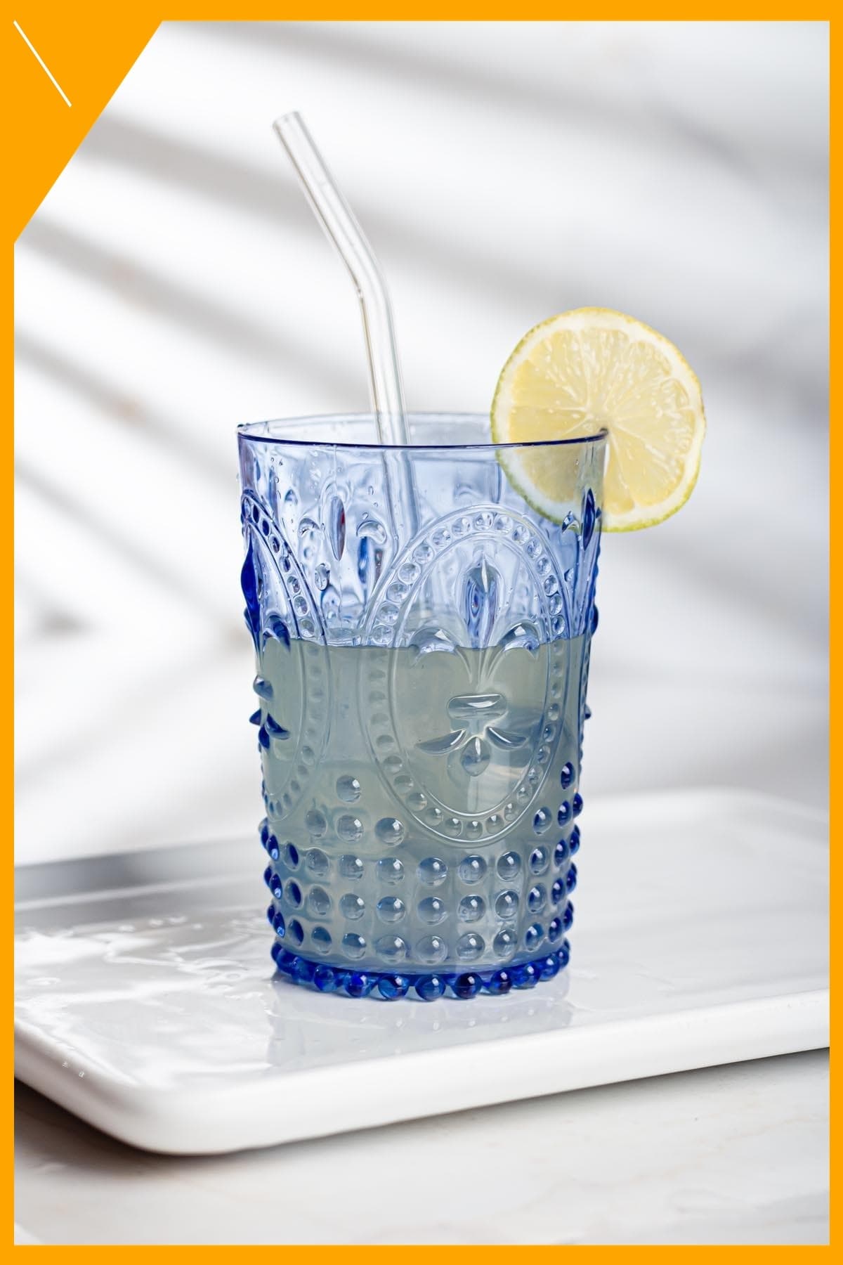 Mavi Akrilik Kırılmaz Su Meşrubat ve Kahve Yanı Bardağı 400 ml - Şık Tasarım